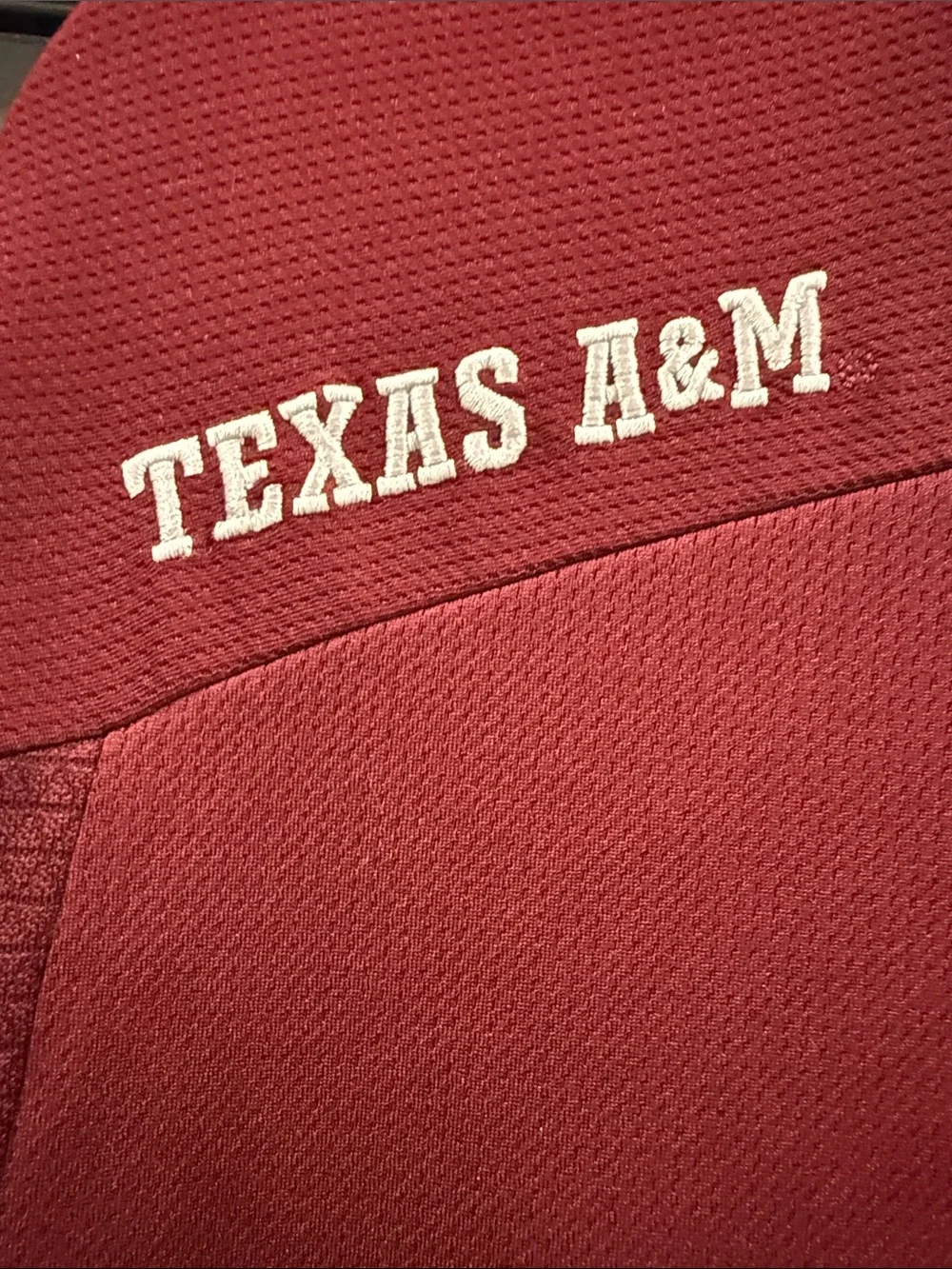 adidas Maroon Texas A&M Polo with White Trim and A&M Logo Size XL
